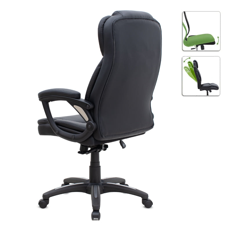 Καρέκλα Γραφείου Διευθυντική Morgan από Τεχνόδερμα Χρώμα Μαύρο 67x65x112/122