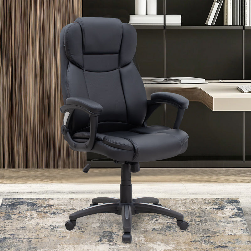 Καρέκλα Γραφείου Διευθυντική Morgan από Τεχνόδερμα Χρώμα Μαύρο 67x65x112/122