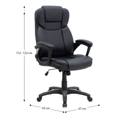 Καρέκλα Γραφείου Διευθυντική Morgan από Τεχνόδερμα Χρώμα Μαύρο 67x65x112/122