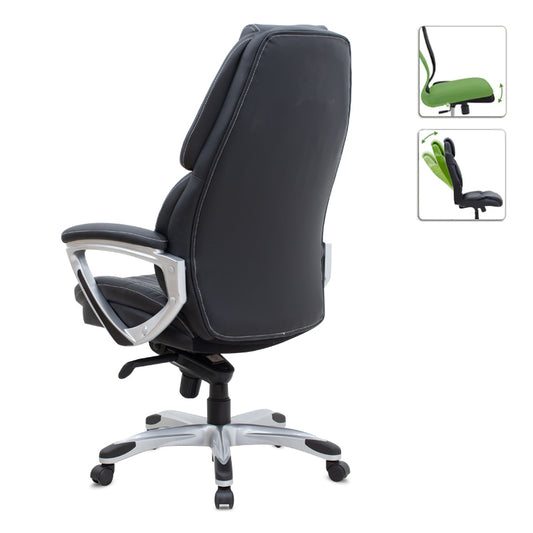 Καρέκλα Γραφείου Διευθυντική Duke από Τεχνόδερμα Χρώμα Μαύρο 72x70x120/125