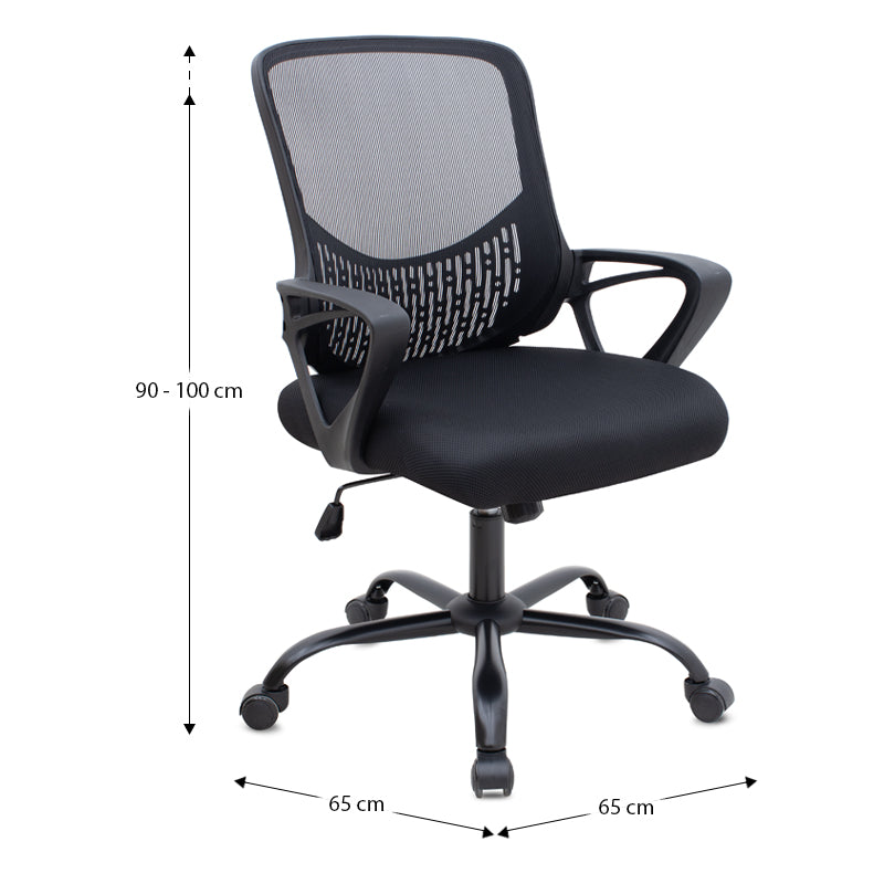 Καρέκλα Γραφείου Freda με Ύφασμα Mesh Χρώμα Μαύρο 65x65x90/100