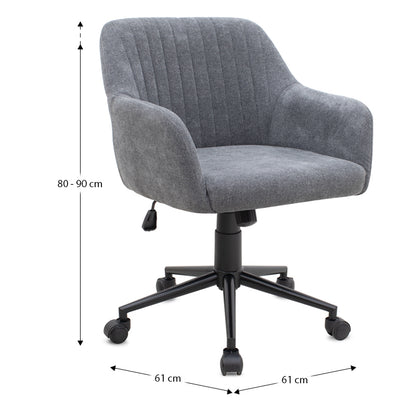 Καρέκλα Γραφείου Alice Υφασμάτινη Χρώμα Γκρι 61x61x80/90