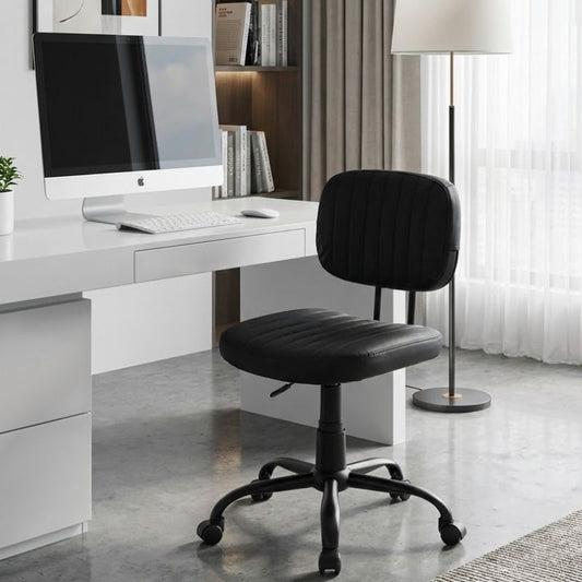 Καρέκλα Γραφείου Romano από Τεχνόδερμα Χρώμα Μαύρο 46x53x79/86