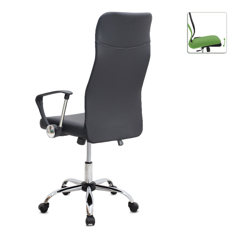 Καρέκλα Γραφείου Novaro από Τεχνόδερμα Χρώμα Μαύρο 61x68x111/121