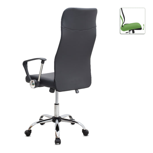 Καρέκλα Γραφείου Novaro από Τεχνόδερμα Χρώμα Μαύρο 61x68x111/121