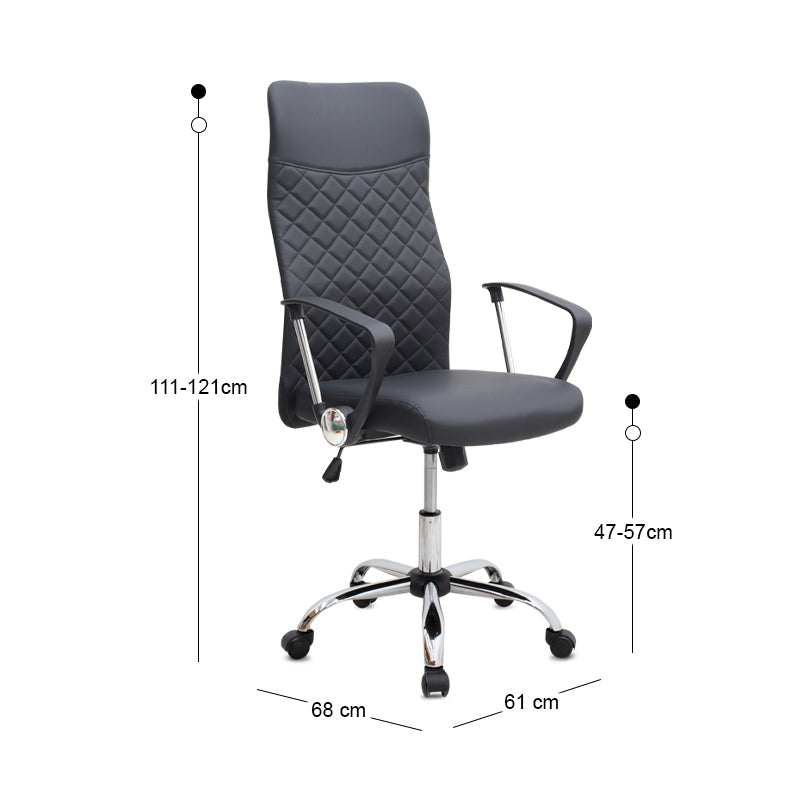 Καρέκλα Γραφείου Novaro από Τεχνόδερμα Χρώμα Μαύρο 61x68x111/121