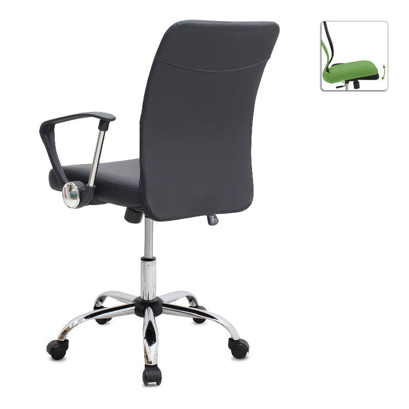 Καρέκλα Γραφείου Avelon από Τεχνόδερμα Χρώμα Μαύρο 60x56x94/103