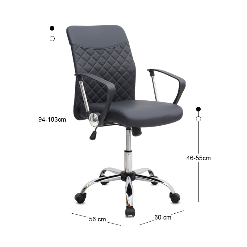 Καρέκλα Γραφείου Avelon από Τεχνόδερμα Χρώμα Μαύρο 60x56x94/103