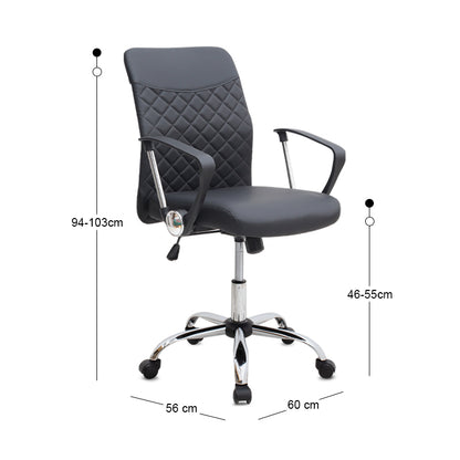 Καρέκλα Γραφείου Avelon από Τεχνόδερμα Χρώμα Μαύρο 60x56x94/103