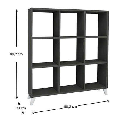 Βιβλιοθήκη Μελαμίνης Saul Χρώμα Ανθρακί 88,2x20x88,2