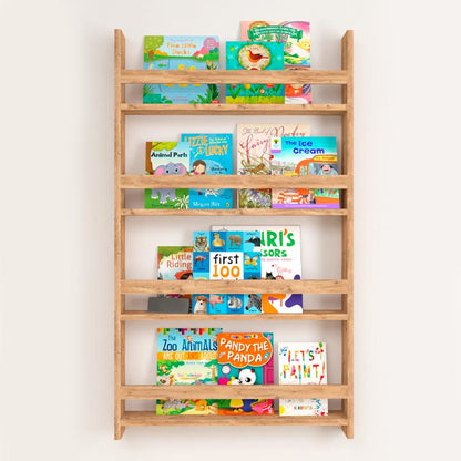 Επιτοίχια Βιβλιοθήκη - Ραφιέρα Montessori Από Μελαμίνη Χρώμα Pine Oak 70X10X120