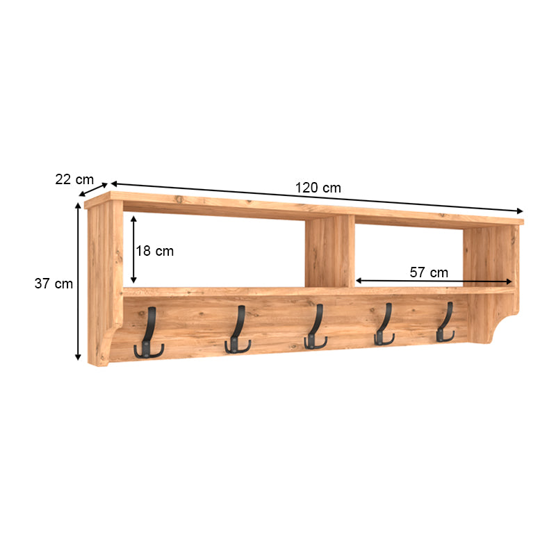 Κρεμάστρα Τοίχου Ottila Από Μελαμίνη Χρώμα Pine Oak 120X22X37