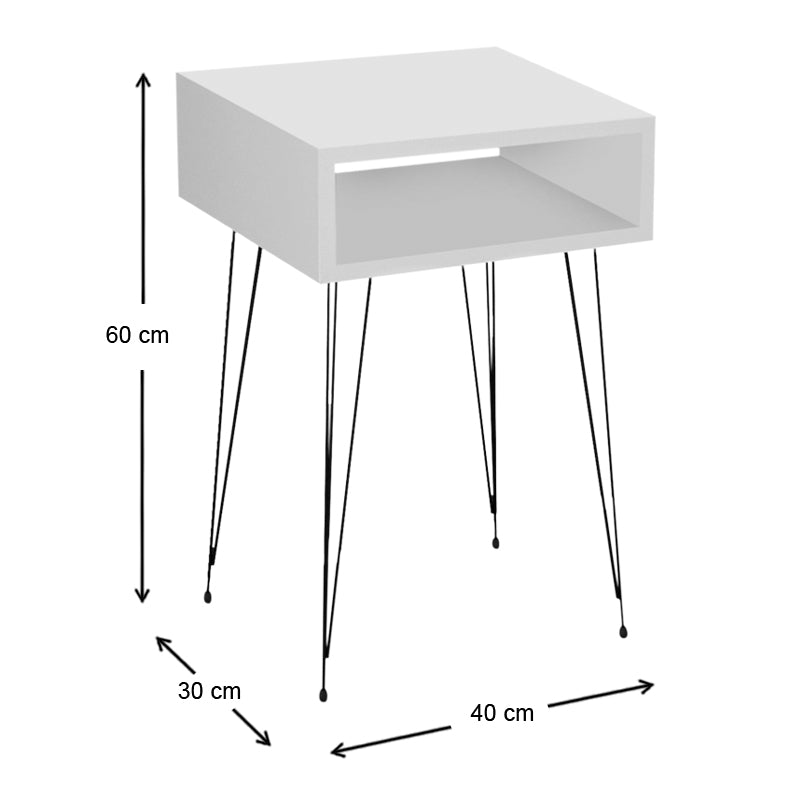 Κομοδίνο Μελαμίνης Scott Χρώμα Λευκό 40x30x60