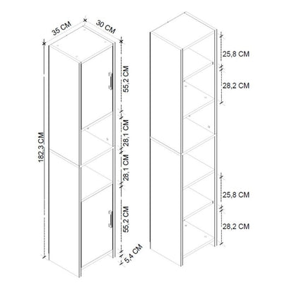 Ντουλάπι Κουζίνας - Μπάνιου Hobbes Χρώμα Sapphire Oak 35x30x182,3