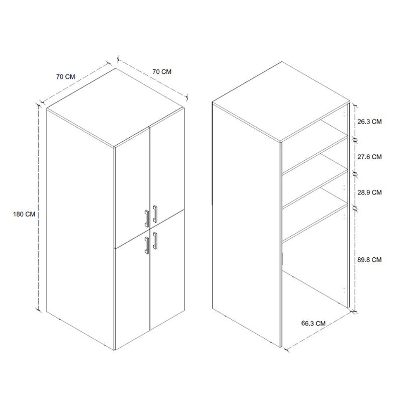 Ντουλάπα Μπάνιου - Έπιπλο Πλυντηρίου Millay Χρώμα Sapphire Oak 70x70x180