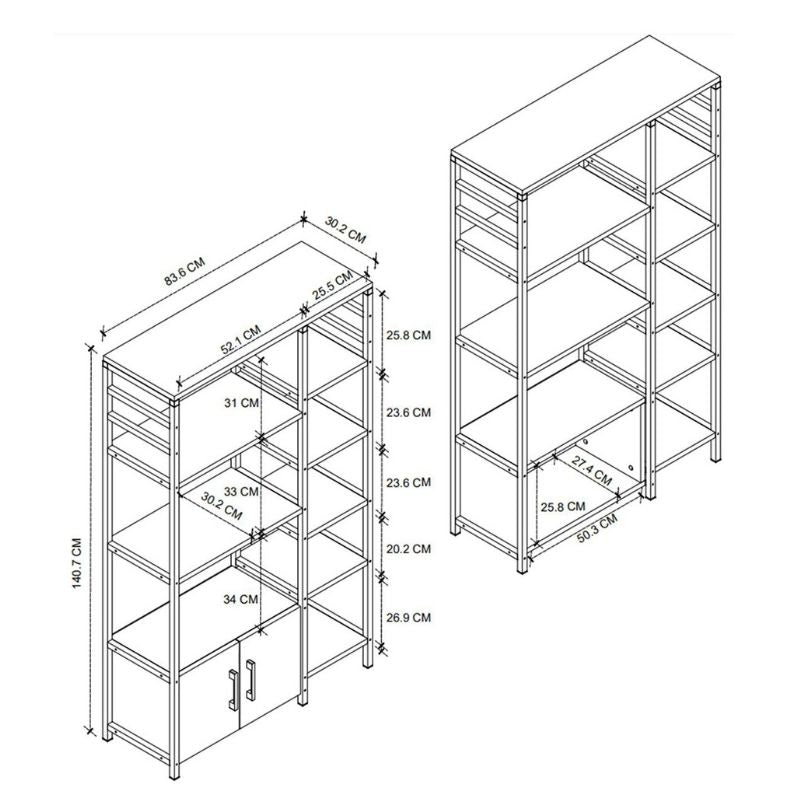 Έπιπλο Κουζίνας Benito Χρώμα Μαύρο - Ανθρακί 83,6x30,2x140,7