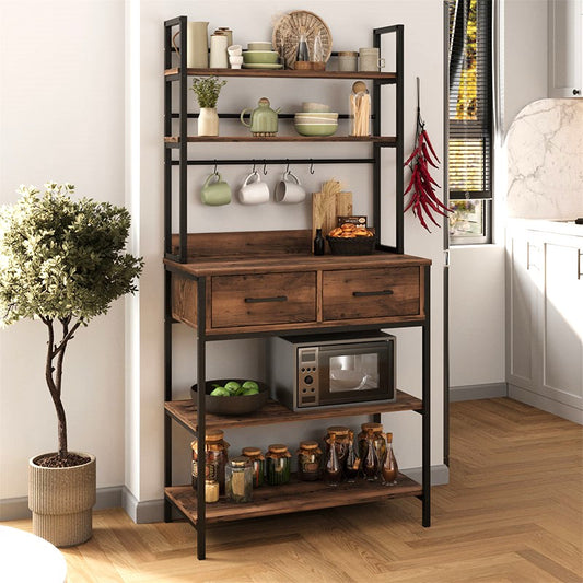 Έπιπλο Κουζίνας Printo Μεταλλικό - Μελαμίνης Χρώμα Μαύρο - Καπνιστή Καρυδιά 81,6x37,5x169,1