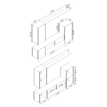 Σύνθεση Τηλεόρασης Rodos Χρώμα Λευκό 210,2x36x90,4