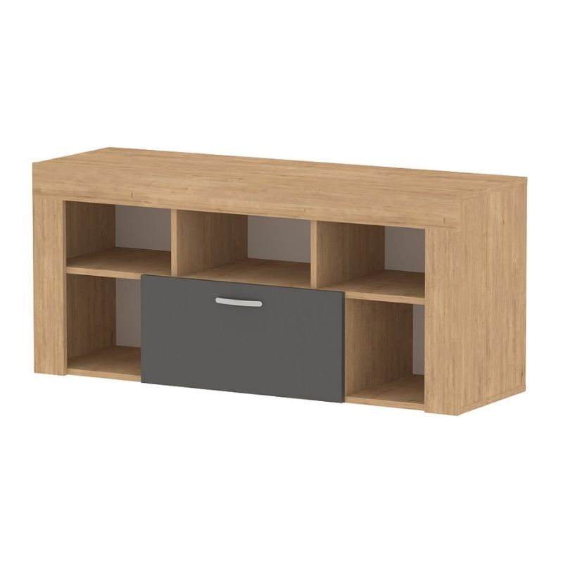 Έπιπλο Τηλεόρασης Midili Χρώμα Sapphire Oak - Ανθρακί 135x42x60,7