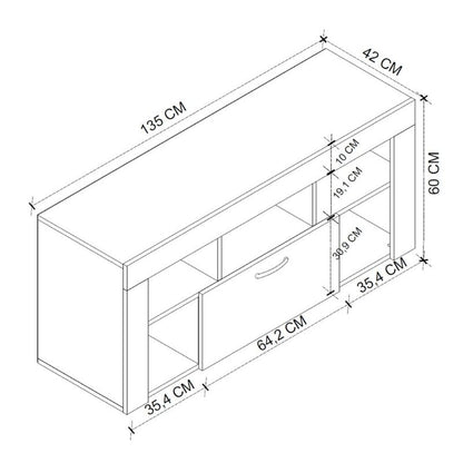 Έπιπλο Τηλεόρασης Midili Χρώμα Sapphire Oak - Ανθρακί 135x42x60,7