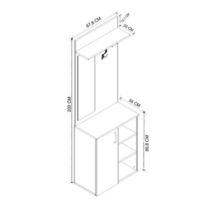 Έπιπλο Εισόδου Norva Χρώμα Sapphire Oak - Ανθρακί 67,8x36,3x200,6