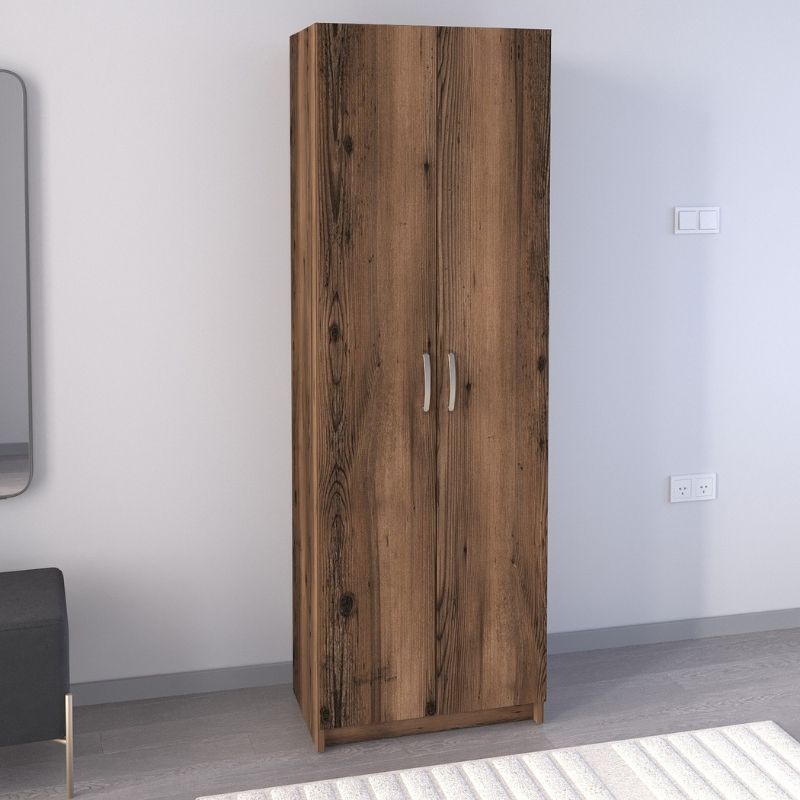 Ντουλάπα Ρούχων - Παπουτσοθήκη Renso Δίφυλλη Χρώμα Καπνιστή Καρυδιά 59,8x37,8x178,5