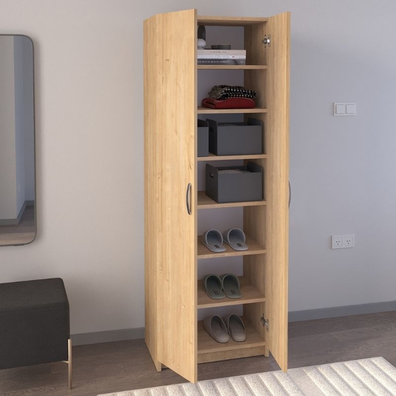 Ντουλάπα Ρούχων - Παπουτσοθήκη Renso Δίφυλλη Χρώμα Sapphire Oak 59,8x37,8x178,5