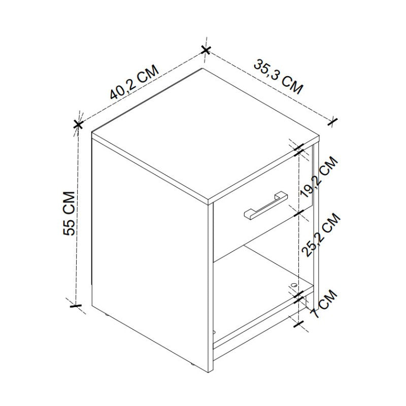 Κομοδίνο Scoty Χρώμα Λευκό 40,2x35,3x55