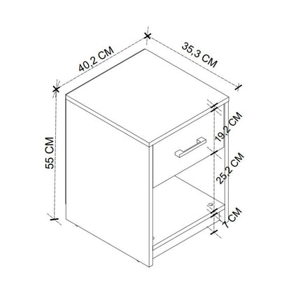 Κομοδίνο Scoty Χρώμα Λευκό 40,2x35,3x55