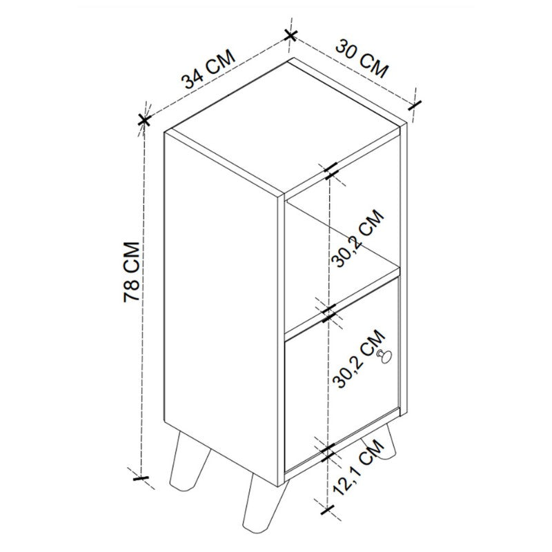 Κομοδίνο Vira Χρώμα Λευκό 34x30x78