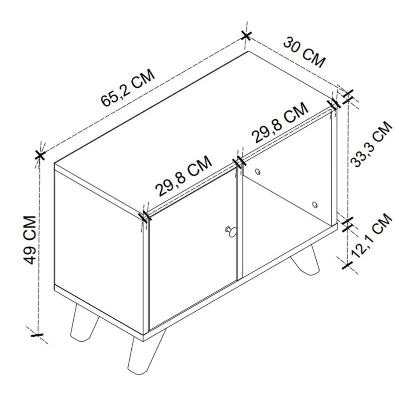 Κομοδίνο Rico Χρώμα Λευκό 65,2x30x49