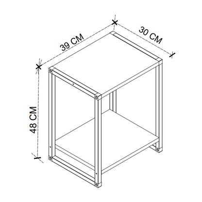 Κομοδίνο Gina Χρώμα Ανθρακί - Μαύρο 39x30x48