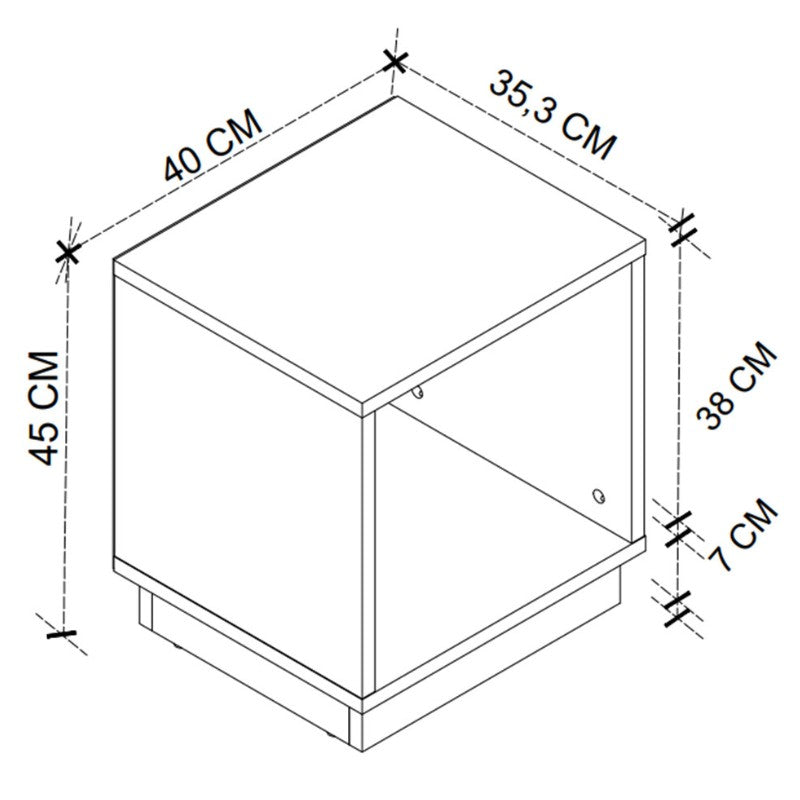 Κομοδίνο Gino Χρώμα Λευκό 40x35,3x45