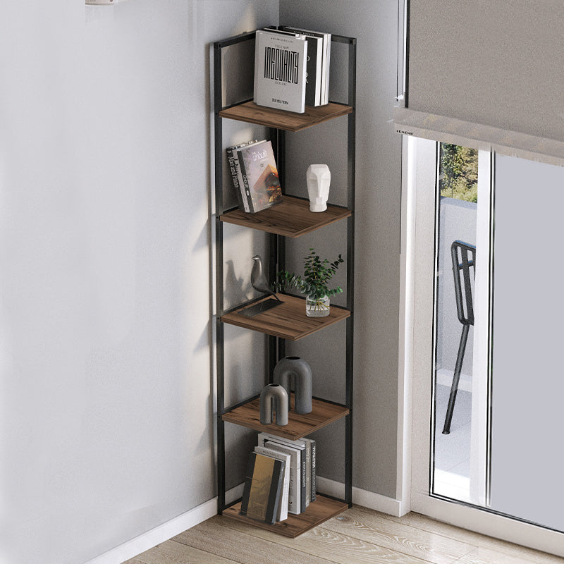 Βιβλιοθήκη Γωνιακή Lidia Χρώμα Μαύρο - Καπνιστή Καρυδιά 33,5x33,5x180