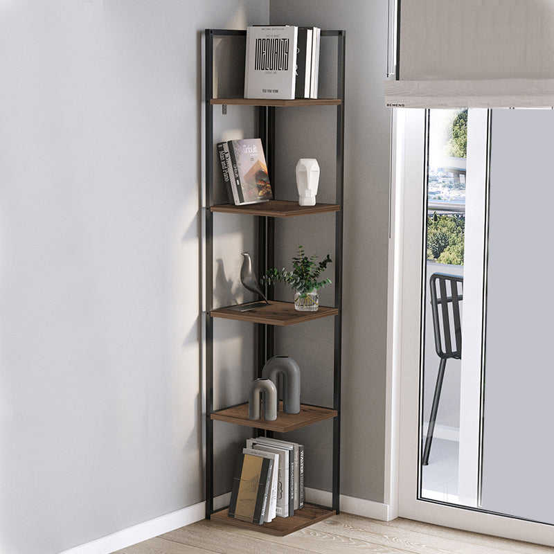 Βιβλιοθήκη Γωνιακή Lidia Χρώμα Μαύρο - Καπνιστή Καρυδιά 33,5x33,5x180