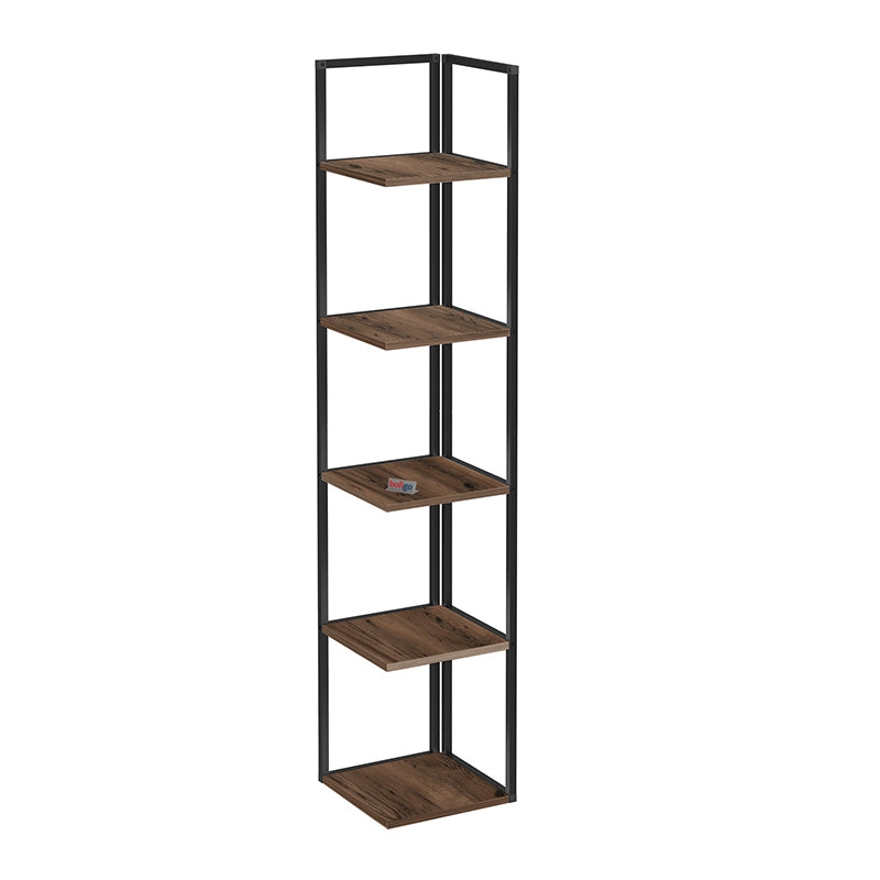 Βιβλιοθήκη Γωνιακή Lidia Χρώμα Μαύρο - Καπνιστή Καρυδιά 33,5x33,5x180