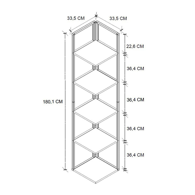 Βιβλιοθήκη Γωνιακή Lidia Χρώμα Μαύρο - Καπνιστή Καρυδιά 33,5x33,5x180
