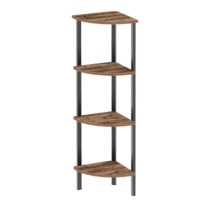 Βιβλιοθήκη Γωνιακή Lela Χρώμα Μαύρο - Καπνιστή Καρυδιά 34x34x125