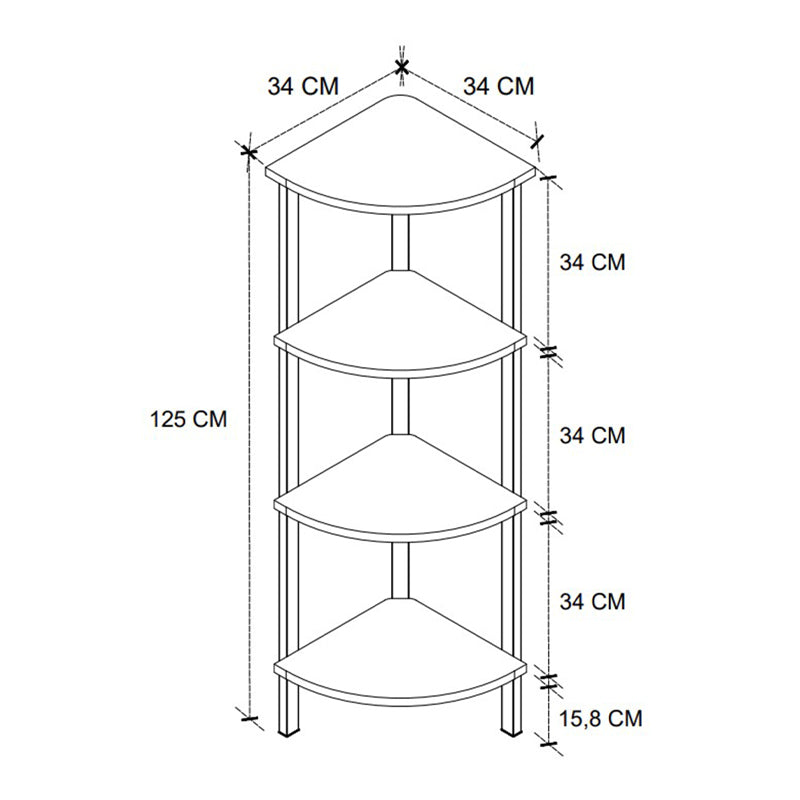 Βιβλιοθήκη Γωνιακή Lela Χρώμα Μαύρο - Καπνιστή Καρυδιά 34x34x125
