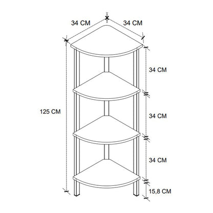 Βιβλιοθήκη Γωνιακή Lela Χρώμα Μαύρο - Καπνιστή Καρυδιά 34x34x125