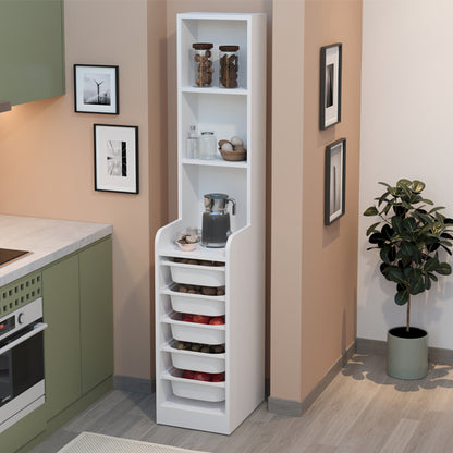 Έπιπλο Κουζίνας - Μπάνιου Utah με 5 Συρτάρια Χρώμα Λευκό 34,6x44,3x178