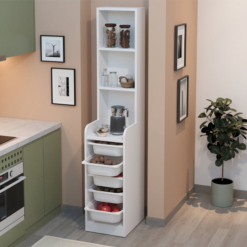 Έπιπλο Κουζίνας - Μπάνιου Utah με 5 Συρτάρια Χρώμα Λευκό 34,6x44,3x178