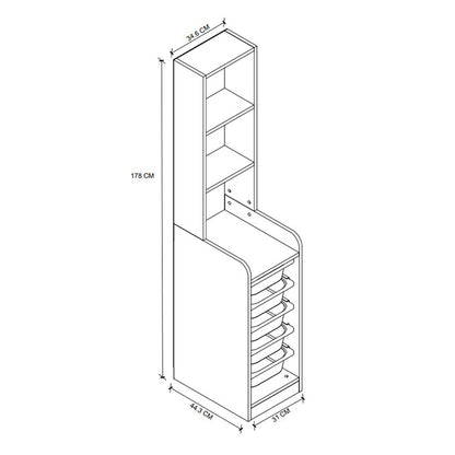 Έπιπλο Κουζίνας - Μπάνιου Utah με 5 Συρτάρια Χρώμα Λευκό 34,6x44,3x178