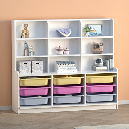 Βιβλιοθήκη Obia με 9 Συρτάρια Χρώμα Λευκό 132,6x30x115