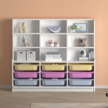 Βιβλιοθήκη Obia με 9 Συρτάρια Χρώμα Λευκό 132,6x30x115