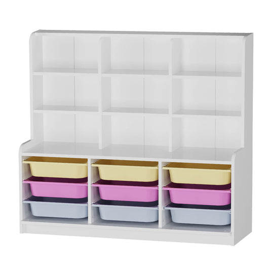 Βιβλιοθήκη Obia με 9 Συρτάρια Χρώμα Λευκό 132,6x30x115