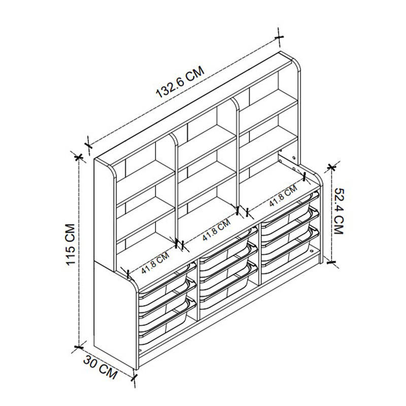 Βιβλιοθήκη Obia με 9 Συρτάρια Χρώμα Λευκό 132,6x30x115