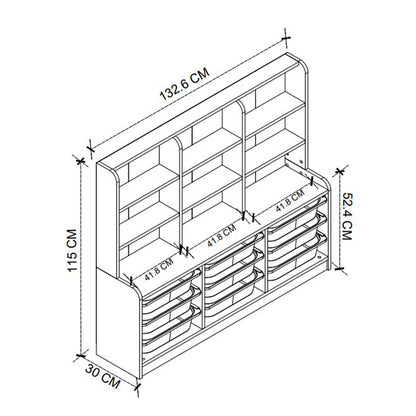 Βιβλιοθήκη Obia με 9 Συρτάρια Χρώμα Λευκό 132,6x30x115