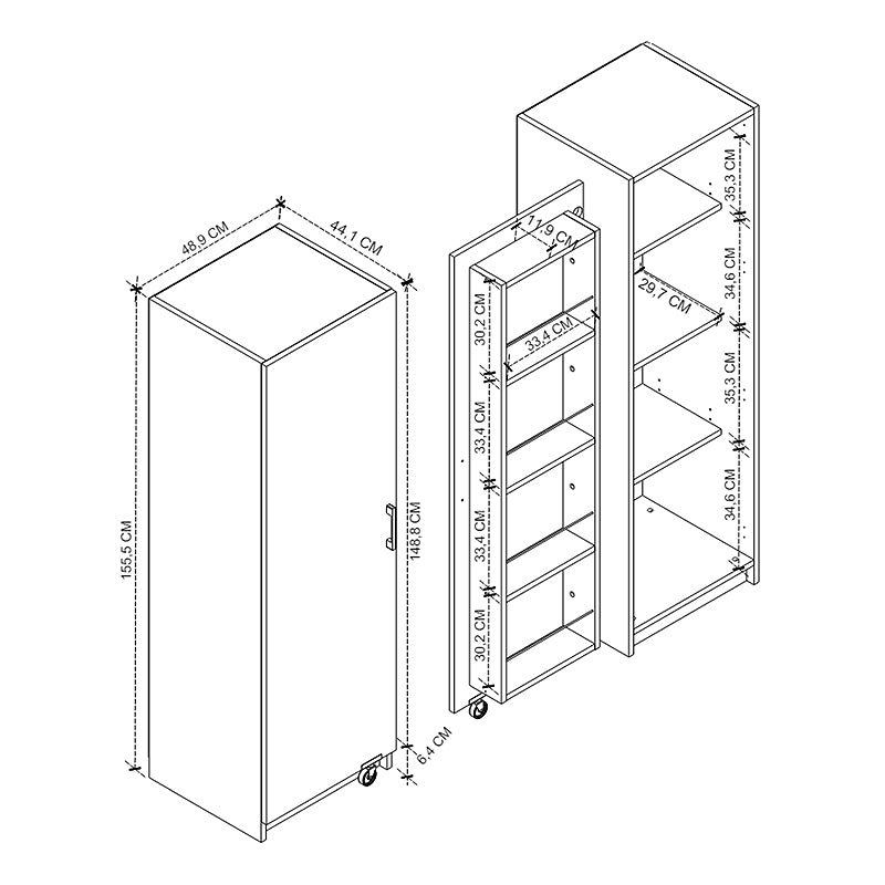 Ντουλάπι Κουζίνας - Μπάνιου Altay Χρώμα Λευκό 48,9x44,1x155,5