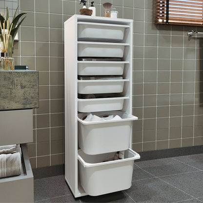 Συρταριέρα Κουζίνας - Μπάνιου Kayra με 7 Συρτάρια Χρώμα Λευκό 45,4x30x125